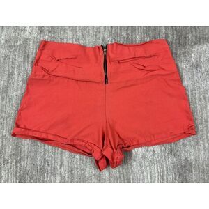 Valid Shorts Womens 2X Red‎ High Waist Casual